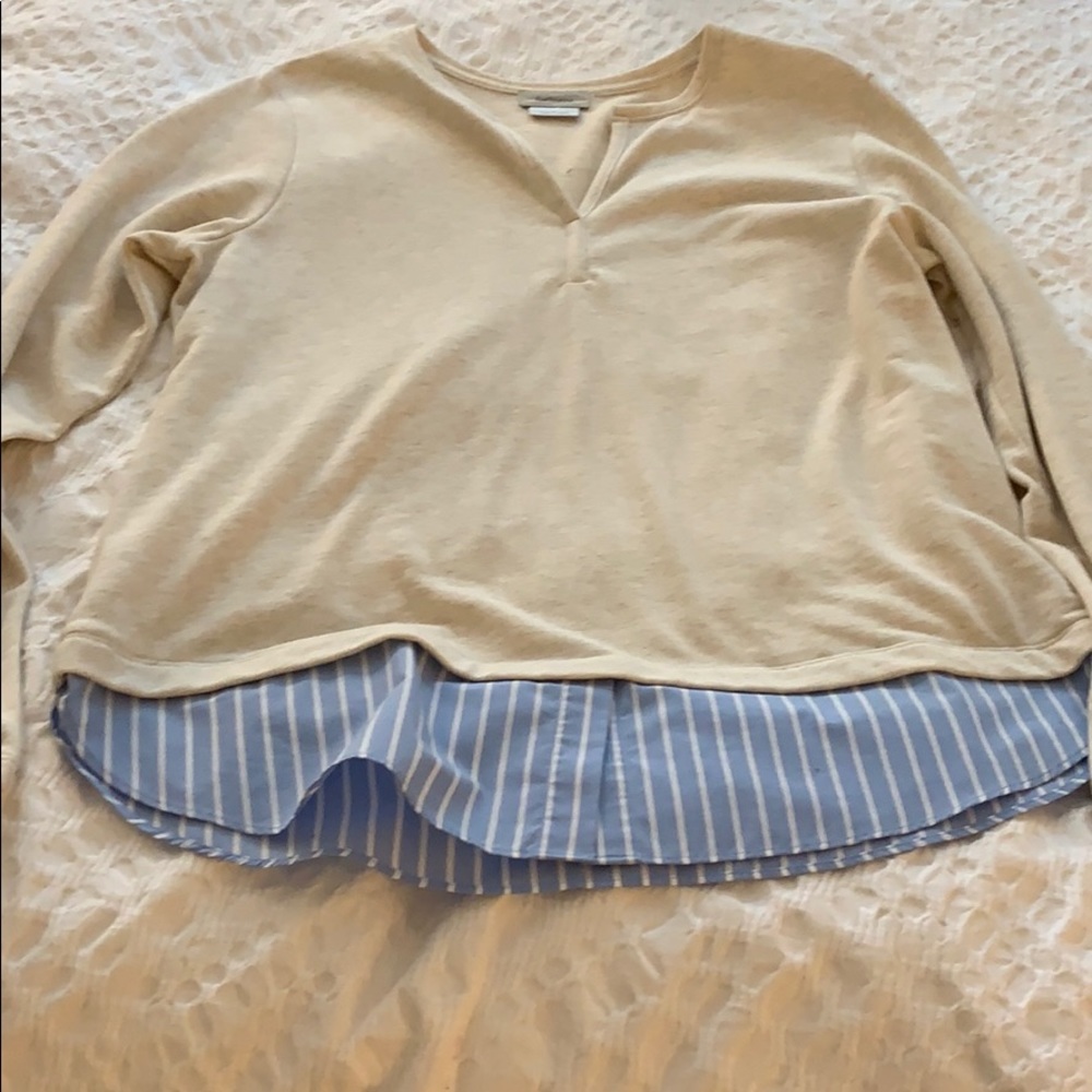 Van Heusen cream sweater with striped bottom!